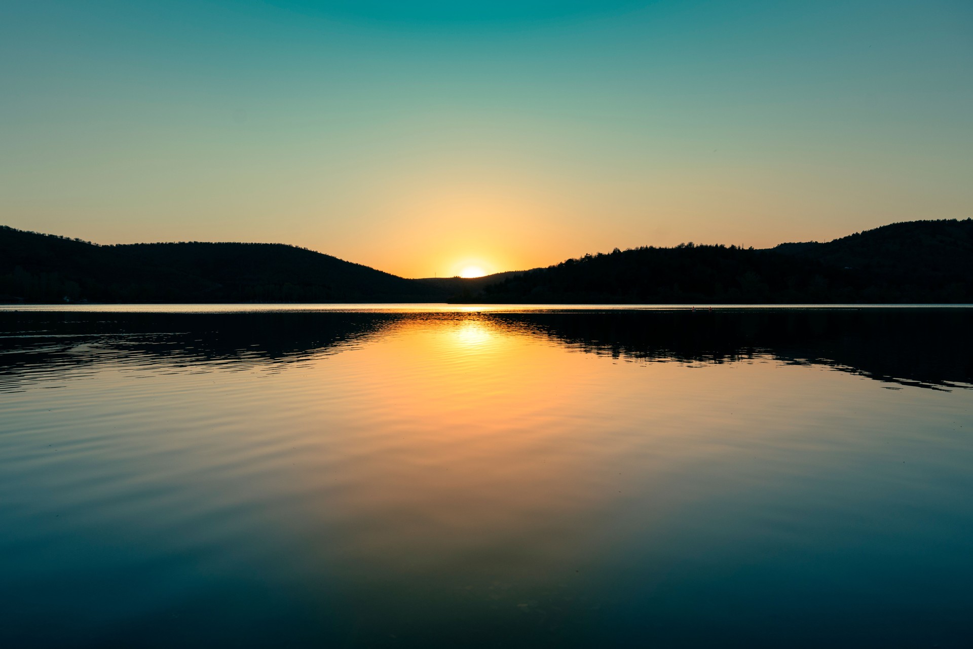 Sunset at the lake landscape